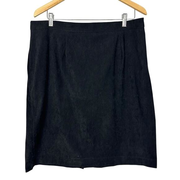 Vintage Women's Faux Suede Classic Pencil Work Skirt Black Size 20W Plus - Picture 2 of 7
